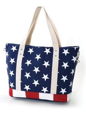 Patriotic Stars & Stripes USA Flag Canvas Tote Bag - Stylish & Durable Carryall